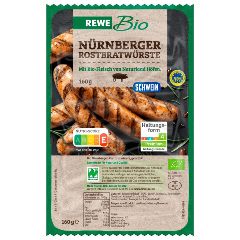 REWE Bio Original Nürnberger Rostbratwürstchen 160g
